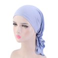 thumbnail image 2 of Fashion Women Reversible Adjustable Beading Braid Hat Muslim Ruffle Cancer Wrap Cap Sleep Caps Satin Lined Hair Bonnets, 2 of 4