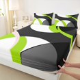 thumbnail image 3 of Erosebridal Abstract Geometry Round Bed Sheets Set Queen Size,Green Black Aesthetic Art Bedding Sets Queen Size,Geometric Pattern Bed Sheets Queen,Microfiber Room Decoration,4 Pieces, 3 of 7