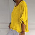thumbnail image 4 of Plebaso Women's Cotton Linen T-Shirts Ruffle Sleeve Crew Neck Tee Shirts Solid Color Lightweight Tees Tops, 4 of 7