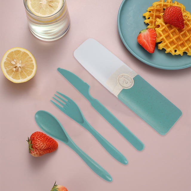 Dvkptbk Artificial knife cutlery Straw Plastic Knife Fork and Spoon Tableware Set