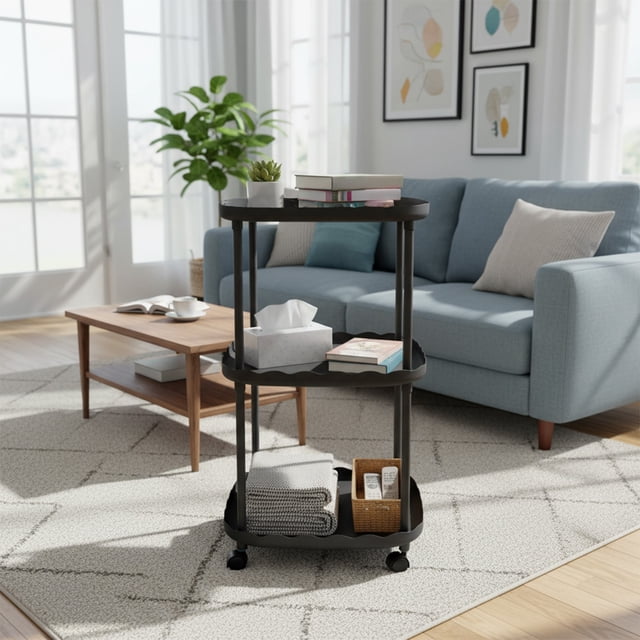 Fwttom Small Plastic Furn Iture, Mini Table Easy Small Apartment Bedside Table Small Table