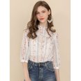thumbnail image 2 of INSPIRE CHIC Women's 3/4 Sleeves Ruffle Mock Neck Sheer Lace Top, 2 of 2