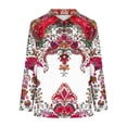 thumbnail image 5 of Ovbmpzd Chemises pour Femmes en Lin Bohème Rouge à Manches Longues Blouse Grande Taille à Col Chic Décontracté Hauts de Printemps pour Femmes P, 5 of 5