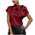 thumbnail image 5 of Pisexur Hauts pour Femmes Décontractés en Lin Col Rond Grande Taille Imprimé Manches Courtes T-shirt Blouse, Hauts d'Été pour Femmes Café,S, 5 of 5