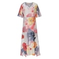 thumbnail image 4 of Weiqiqre Robes Habillées pour Femmes, Robe d'Été Décontractée pour Femmes Imprimée avec Poche, Col en V, Manches Courtes, 4 of 6