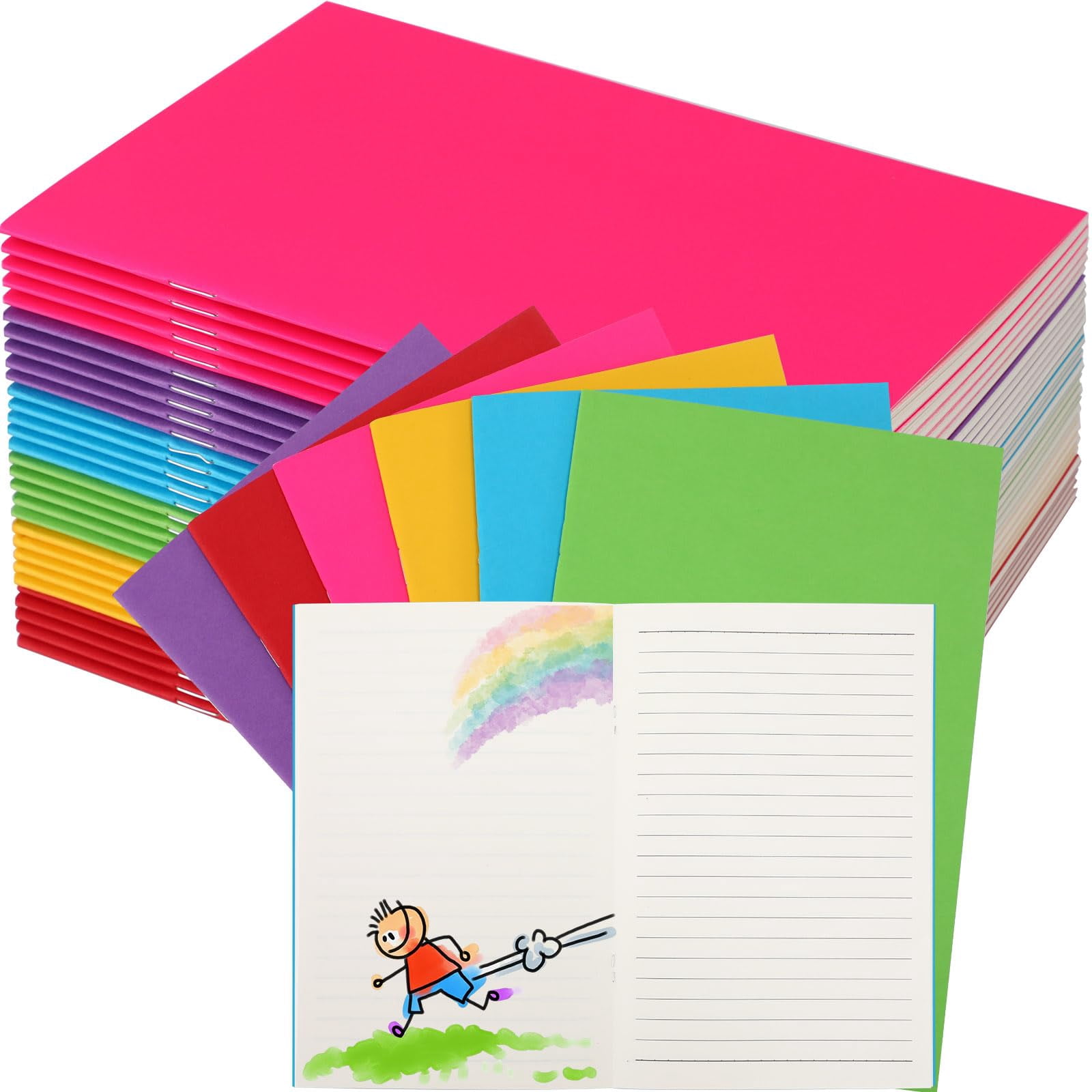 Gueevin 60 Pcs Blank Books to Write Stories Bulk Composition Notebooks Colorful Soft Cover Notebooks for Drawing Ruled Lined Journals Gift (Classic Colors)