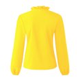 thumbnail image 4 of Women's Casual Solid Color Ruffle Collar Long Sleeve Ruffle Shirt Blouse V Neck Short Sleeve Shirt Tops, 4 of 6