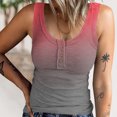 thumbnail image 3 of Women Ribbed Knit Sleeveless Top, Button Front Basic Camisole Scoop Neck Casual Stretchy  for Daily Gradient Blue,Gradient Pink,Gradient Red,Gradient Purple,Pink Blue,Black White, 3 of 6