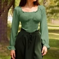 thumbnail image 2 of tarylea Tops for Women Trendy Square Neck Long Lantern Sleeve Blouse Solid Color Slim Fitted Ruffled Crop Tops Casual Dressy Tops, 2 of 9