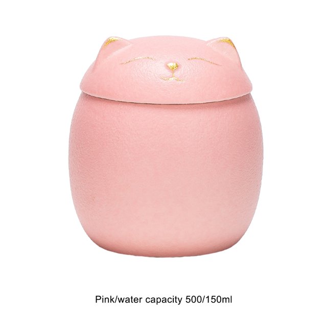 Baohd Large Capacity Ceramic Canisters Cute For Wide Application Sturdy And Durable Ceramics Cat Form Ceramic Tea Jars green 500ml 1Set