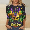 thumbnail image 2 of Penkiiy Blouse Carnaval pour Femmes Mardi Gras Mode Imprimée Décontractée Col Rond Manches 3/4 T-shirt Blouse 3TG Multicolore, 2 of 5