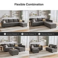 thumbnail image 3 of HONBAY Velvet Couch with Reversible Chaise and Storage Ottoman, Dull Grey, 3 of 5