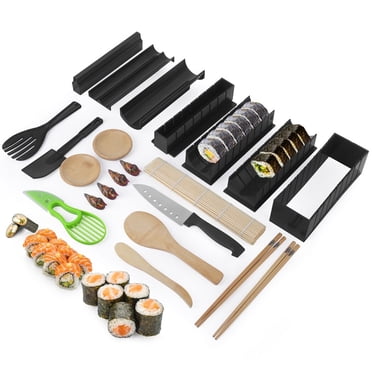 Ensemble de Fabrication de Sushi 23 Pcs pour la Famille, Ensemble d'Outils Supérieurs pour Fabriquer des Sushi pour Débutants, Ensemble Premium en Plastique Formes de Moules à Rouleaux de Riz Sushi, Outil de Sushi Bricolage Parfait pour la Maison