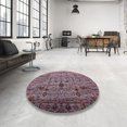thumbnail image 4 of Ahgly Company Machine Washable Indoor Round Industrial Modern Velvet Maroon Purple Area Rugs, 5' Round, 4 of 7