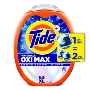 Tide Oxi Max Power PODS Laundry Detergent Pods, Stain Remover Plus Oxi Power, Detergent soap pacs for laundry washing, HE compatible, 3.96 Litres, 100 Wash Loads