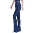 thumbnail image 4 of Besolor Jeans Coupe Bottillon à Taille Croisée Évasée à Pattes d'Éléphant pour Femmes, Bleu Foncé, 4 of 4