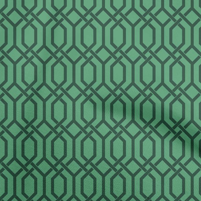 oneOone Polyester Spandex Green Fabric Geometrical Craft Projects Decor Fabric Printed By The Yard 56 Inch Wide