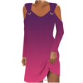 thumbnail image 1 of Robes Boho d'Automne pour Femmes Robe à Épaules Dénudées pour Femmes Automne Manches Longues Col en V Ligne A Mini Robe Soleil Robes Tunique Robe Maxi Grande Taille P-29 Rose Vif-A L, 1 of 5