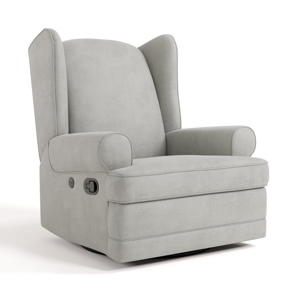 Storkcraft Serenity Wingback Upholstered Recline Glider with USB, Steel
