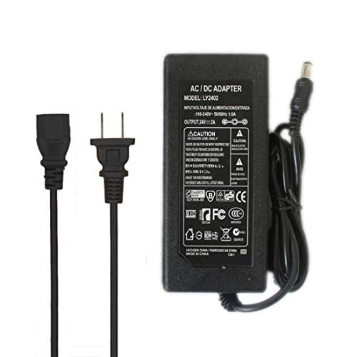 JOYLIT Adaptateur d'Alimentation 24V 2A 48W, Convertisseur Transformateur 100-240V CA vers CC 24 Volts 2Amp 1Amp Adaptateur de Commutation 2.1 X 5.5mm Prise US pour Ruban LED, Caméra CCTV