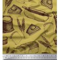 thumbnail image 1 of Soimoi Tissu Crêpe polyester Rouleau, Imprimé Pain de Blé et Sandwich au Mètre 52 Pouces de Large, 1 of 3
