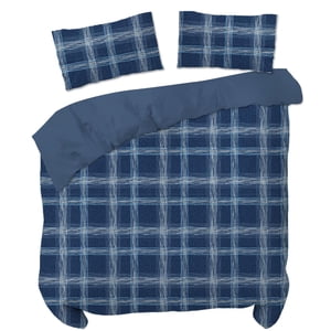 Malibu Home Collection Plaid KIng Denim Blue 3 Piece Comforter Set