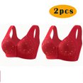 thumbnail image 2 of Yuyuzo Front Closure Bras for Women Plus Size 2 Pack Full Support Wireless Comfortable Everyday Bra, 2 of 3