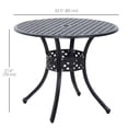 thumbnail image 3 of Outsunny 33-Inch Roud Patio Dining Table with Umbrella Hole, Cast Aluminum Garden Table, All Weather Patio Bisto Table, for Lawn, Garden, Outside, Black, 3 of 10