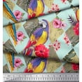 thumbnail image 2 of Soimoi Green Poly Georgette Fabric Floral Tropical Bird Printed Fabric 1 Yard 42 Inch Wide, 2 of 3