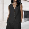 thumbnail image 1 of Gilet Boutonné pour Femmes Confortable Ajusté ChicJacket (Vert Armée TP), 1 of 9