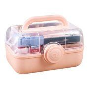 Wweixi Pill Case Capacity 2-layers Drawer Family Loaded Emergency First Aid Kit Organizer Multi-functional Plastic Container Home Pink Medium