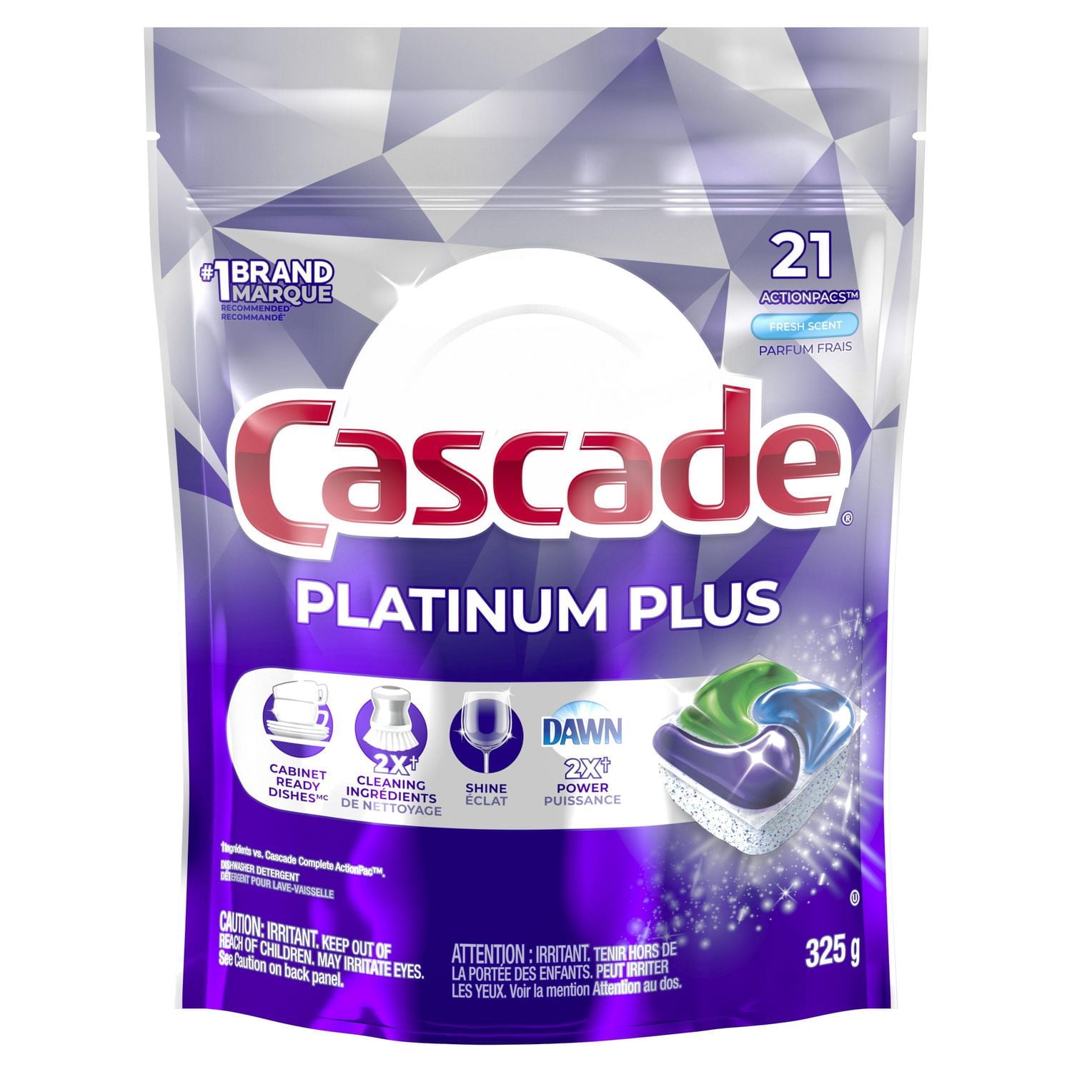 Cascade Action Pacs Platinum Plus – Parfum frais – 4/21 u, CA