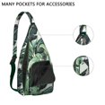 thumbnail image 3 of Boho Jungle Sling Backpack - Artistic Tropical Foliage Pattern Crossbody Bag, Multi-Pocket Organization, 3 of 4