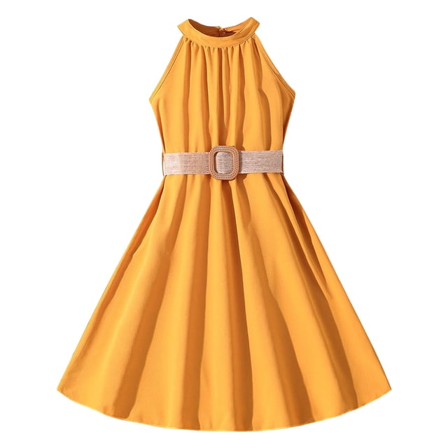 Kcodviy Robe T-Shirt Sans Manches Unie pour Tout-Petites Filles Longue Robe Princesse Robe de Danse Fête Robe pour Bébés Filles Robes Vêtements