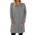 thumbnail image 1 of Timegard Women Long Sleeve Tops with Pockets Round Neck Casual Trendy T Shirts Solid Color Comfy Basic Shirts, 1 of 6