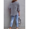 thumbnail image 2 of SEARIPE Veste en Denim Décontractée pour Femmes Ourlet Effiloché Déchirée Veste en Jean à Manches Longues avec Poches Rose m, 2 of 5