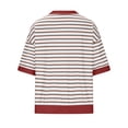 thumbnail image 4 of RXIRUCGD Hauts pour Femmes Décontractés Col Rond Manches Mi-Longues Ourlet Rayé Pull Tendance T-Shirts Blouse, Rouge, Taille : L, 4 of 6
