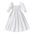 thumbnail image 5 of Robe pour Tout-Petite Fille à Manches Bouffantes, Robes de Printemps pour Filles, Robe Évasée à Étages en Ligne A, Robe Smockée, Robes d'Anniversaire pour Filles, 5 of 5