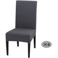 thumbnail image 1 of 6-Pcs Modern Elastic Chair Cover-Protective Cover Suitable for Family Wedding Banquet, Soft Smooth Chair Slipcover (General Size), Gray, 1 of 7