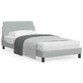 thumbnail image 1 of vidaXL Bed Frame with Headboard Light Grey 100x190 cm Velvet, 1 of 1