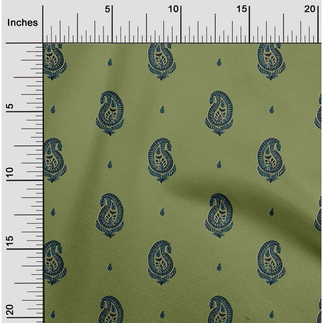 oneOone Cotton Poplin Fabric Paisley Block Fabric Prints By Yard 56 Inch Wide