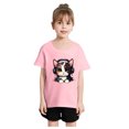 thumbnail image 1 of GDREDA Vêtements Fille Enfant Filles Mignon Mode Imprimé Col Rond Manches Courtes Tee Été Doux Ample T-Shirt Hauts Tee-Shirt Robes pour Fille Rose, 4-6 Ans, 1 of 5
