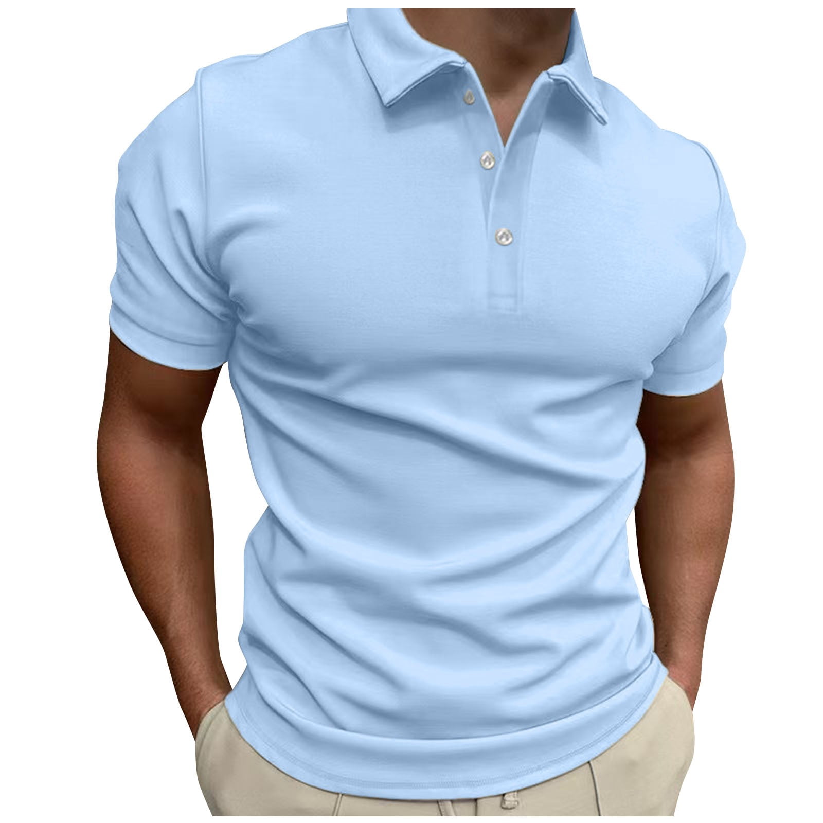 BOBOGOJP Mens Knit Polo Shirts Regular-Fit Cotton Polo Shirt