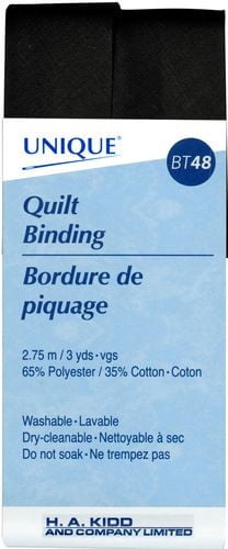 UNIQUE Quilt Binding Stone Blue 25 mm (0.98 in) × 2.75 m (1 in × 3 yd), Black