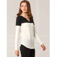 thumbnail image 4 of Unique Bargains T-Shirt Casual à Manches Longues à Col en V pour Femmes, 4 of 4