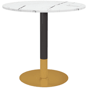 HOMCOM Dining Table Round Kitchen Table w/ Faux Marble Top for Dining Room