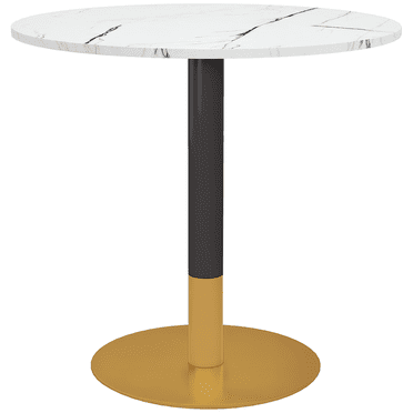 HOMCOM Table à Manger Ronde Table de Cuisine avec Dessus en Faux Marbre pour Salle à Manger