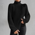 thumbnail image 2 of Yuyuzo Womens Winter Fall Sweater Solid Color Turtleneck Cable Knit Long Sleeve Sweaters Pullover Tops, 2 of 6