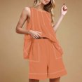 thumbnail image 4 of Womens Two Piece Lounge Set Summer Vacation Outfits Patchwork Sleeveless Tank Top and Shorts Sets with Pockets, 4 of 8