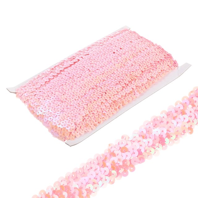 Unique Bargains Ruban à Paillettes Plat Extensible de 10 Yards 0.8 Pouces avec Bordure Élastique, Rose